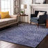 9' X 12' Navy Blue And Ivory Geometric Washable Area Rug With UV Protection