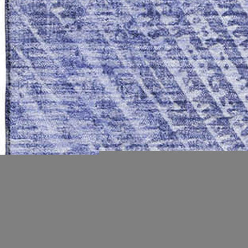 9' X 12' Navy Blue And Ivory Geometric Washable Area Rug With UV Protection