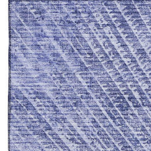 9' X 12' Navy Blue And Ivory Geometric Washable Area Rug With UV Protection