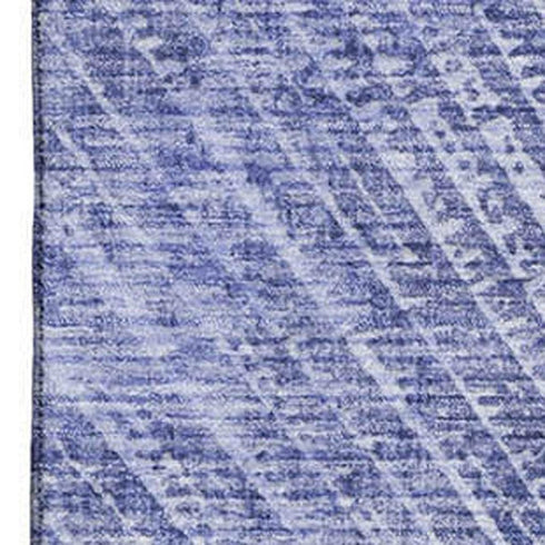 9' X 12' Navy Blue And Ivory Geometric Washable Area Rug With UV Protection