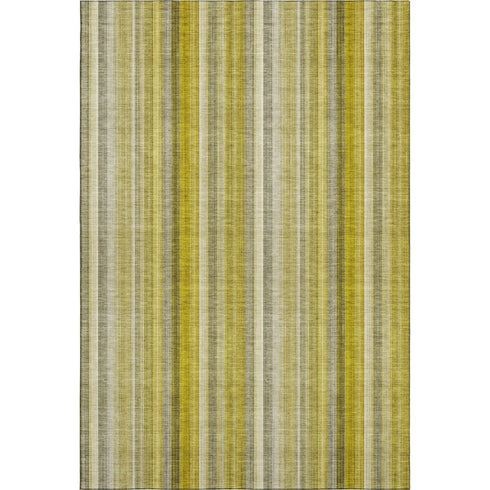 5' X 8' Gold And Ivory Striped Washable Area Rug With UV Protection