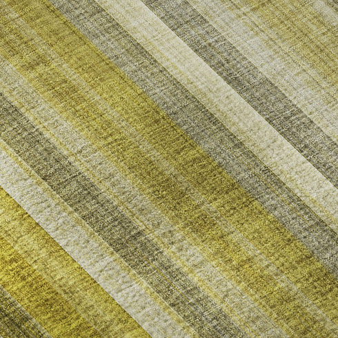 5' X 8' Gold And Ivory Striped Washable Area Rug With UV Protection