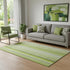 5' X 8' Green And Ivory Striped Washable Area Rug With UV Protection