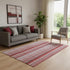 5' X 8' Red And Ivory Striped Washable Area Rug With UV Protection