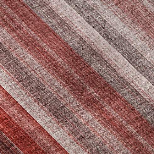 5' X 8' Red And Ivory Striped Washable Area Rug With UV Protection