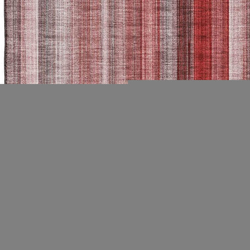 5' X 8' Red And Ivory Striped Washable Area Rug With UV Protection
