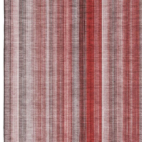 5' X 8' Red And Ivory Striped Washable Area Rug With UV Protection