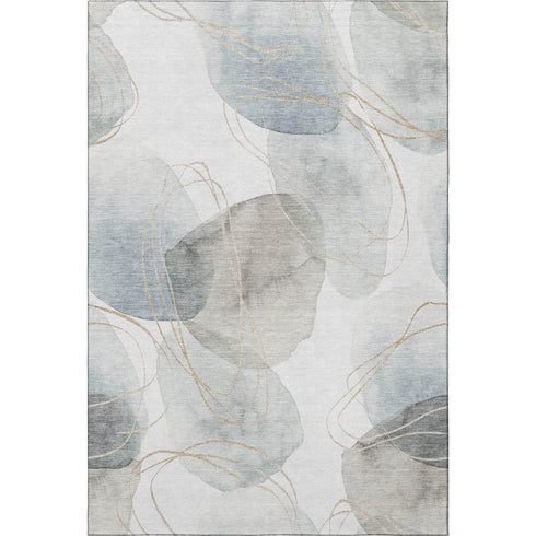 8' X 10' Ivory And Beige Abstract Washable Area Rug With UV Protection