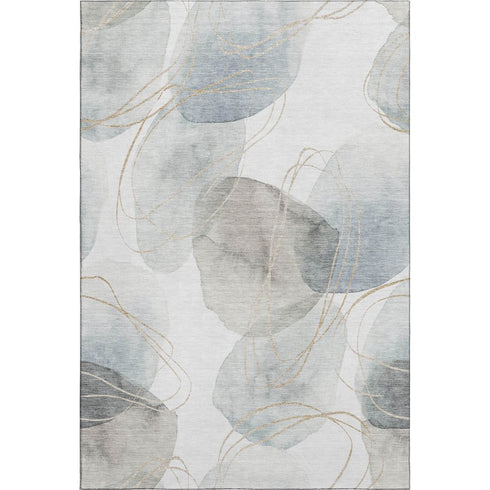 8' X 10' Ivory And Beige Abstract Washable Area Rug With UV Protection