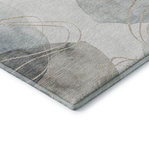 8' X 10' Ivory And Beige Abstract Washable Area Rug With UV Protection