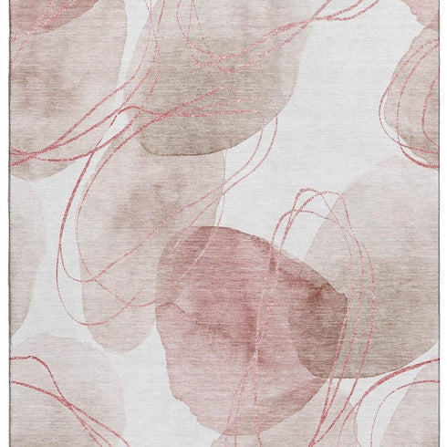 5' X 8' Merlot And Ivory Abstract Washable Area Rug With UV Protection
