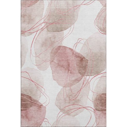 5' X 8' Merlot And Ivory Abstract Washable Area Rug With UV Protection