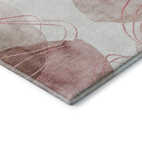 5' X 8' Merlot And Ivory Abstract Washable Area Rug With UV Protection
