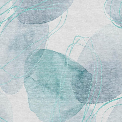 8' X 10' Teal And Ivory Abstract Washable Area Rug With UV Protection