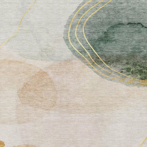 5' X 8' Beige Copper And Taupe Abstract Washable Area Rug With UV Protection