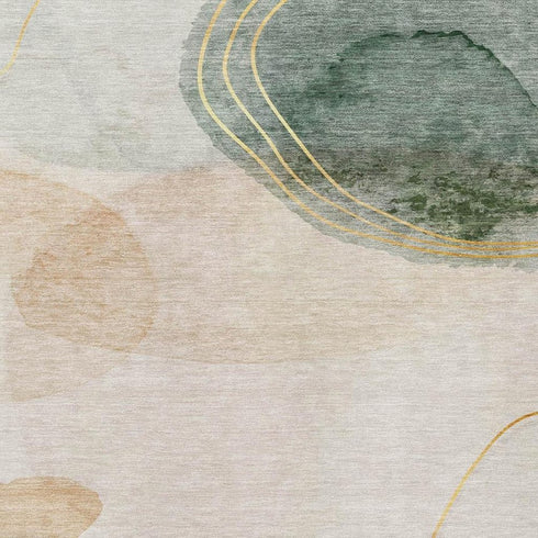 5' X 8' Beige Copper And Taupe Abstract Washable Area Rug With UV Protection