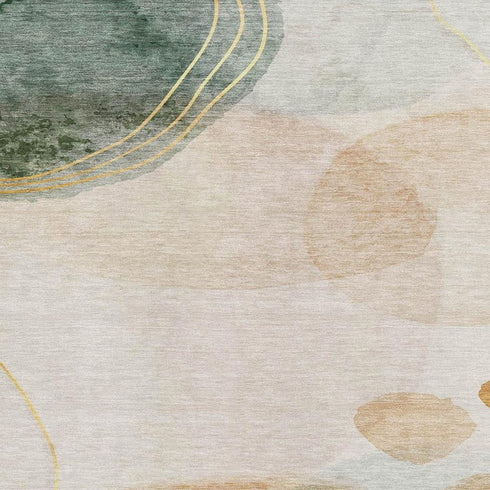 5' X 8' Beige Copper And Taupe Abstract Washable Area Rug With UV Protection