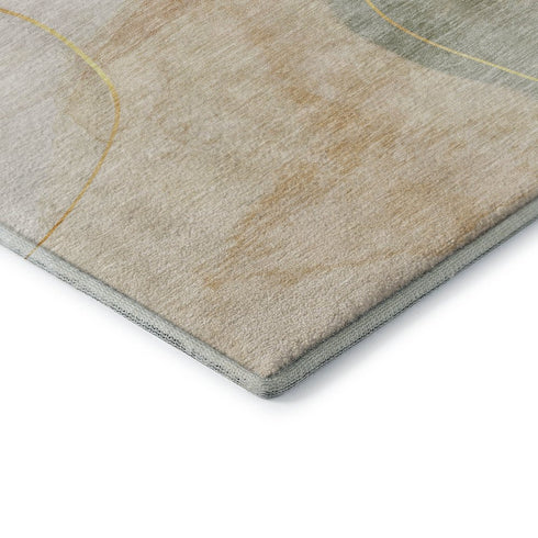 8' X 10' Beige Copper And Taupe Abstract Washable Area Rug With UV Protection
