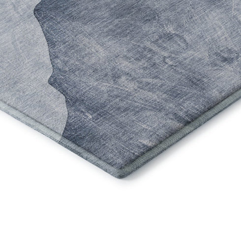 5' X 8' Blue And Gray Abstract Washable Area Rug With UV Protection