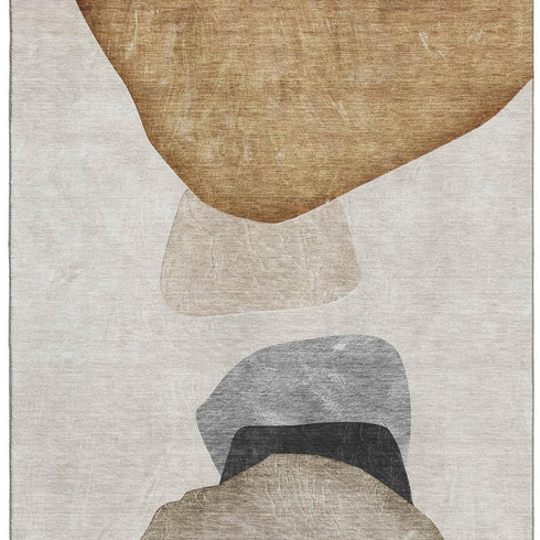 9' X 12' Brown And Gray Abstract Washable Area Rug With UV Protection