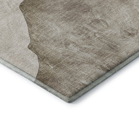 9' X 12' Brown And Gray Abstract Washable Area Rug With UV Protection