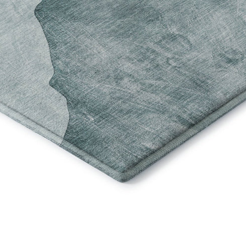 8' X 10' Teal And Gray Abstract Washable Area Rug With UV Protection