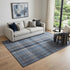 Blue And Gray Plaid Washable Area Rug With UV Protection