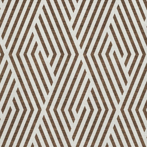 9' X 12' Brown And Ivory Geometric Washable Area Rug With UV Protection