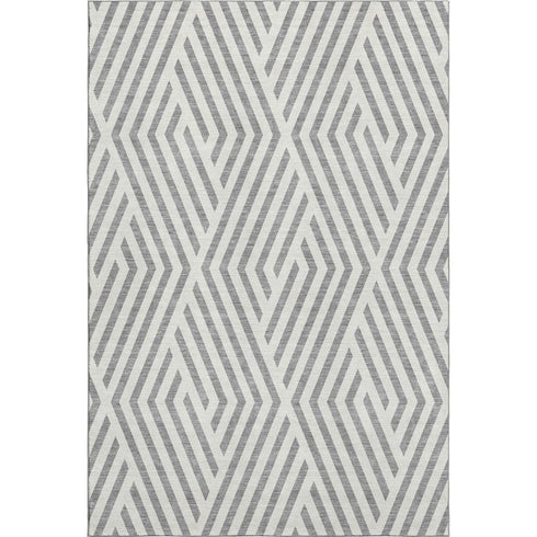9' X 12' Gray And Ivory Geometric Washable Area Rug With UV Protection