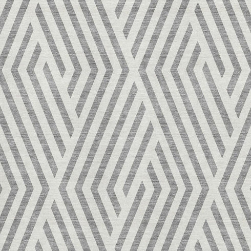 9' X 12' Gray And Ivory Geometric Washable Area Rug With UV Protection