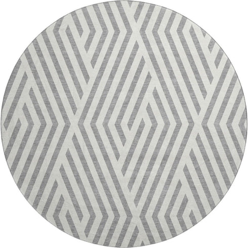 9' X 12' Gray And Ivory Geometric Washable Area Rug With UV Protection