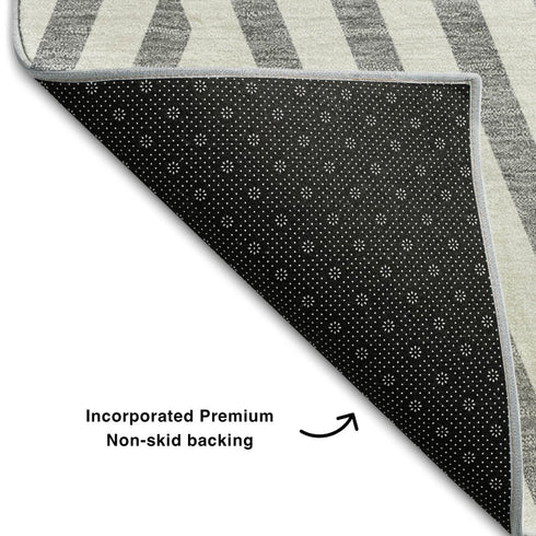 9' X 12' Gray And Ivory Geometric Washable Area Rug With UV Protection