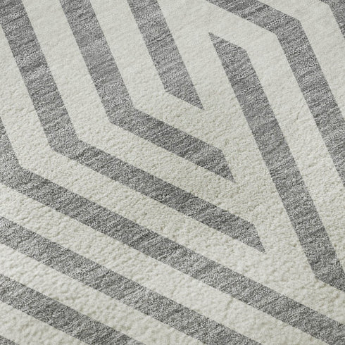 9' X 12' Gray And Ivory Geometric Washable Area Rug With UV Protection