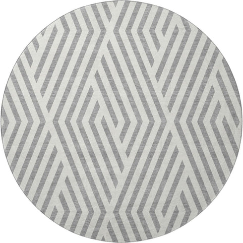 9' X 12' Gray And Ivory Geometric Washable Area Rug With UV Protection