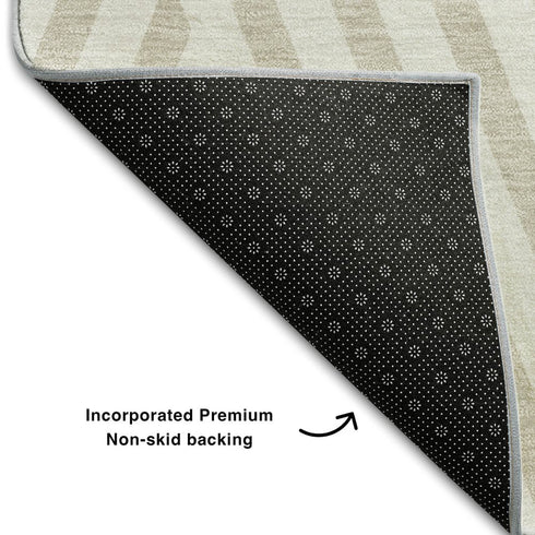 9' X 12' Ivory And Beige Geometric Washable Area Rug With UV Protection