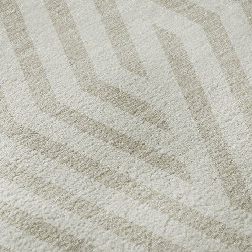 9' X 12' Ivory And Beige Geometric Washable Area Rug With UV Protection