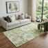 9' X 12' Fern Green And Ivory Floral Washable Area Rug With UV Protection