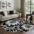 9' X 12' Black And Ivory Floral Washable Area Rug With UV Protection