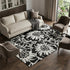 9' X 12' Black And Ivory Floral Washable Area Rug With UV Protection