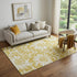 9' X 12' Gold And Ivory Floral Washable Area Rug With UV Protection