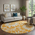 9' X 12' Orange And Ivory Floral Washable Area Rug With UV Protection