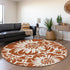 9' X 12' Rust And Ivory Floral Washable Area Rug With UV Protection