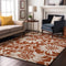 9' X 12' Rust And Ivory Floral Washable Area Rug With UV Protection