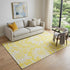 9' X 12' Yellow And Ivory Floral Washable Area Rug With UV Protection