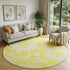 9' X 12' Yellow And Ivory Floral Washable Area Rug With UV Protection