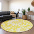 9' X 12' Yellow And Ivory Floral Washable Area Rug With UV Protection
