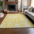 9' X 12' Yellow And Ivory Floral Washable Area Rug With UV Protection