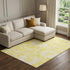 9' X 12' Yellow And Ivory Floral Washable Area Rug With UV Protection