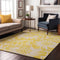 9' X 12' Yellow And Ivory Floral Washable Area Rug With UV Protection