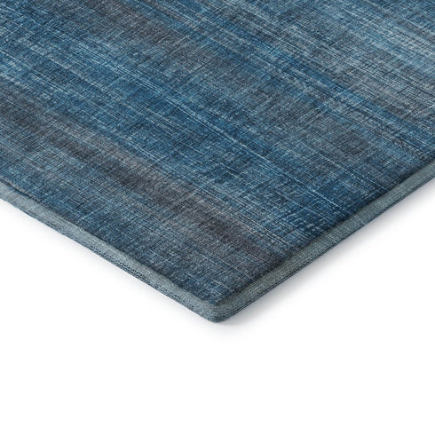5' X 8' Blue And Gray Striped Washable Area Rug With UV Protection